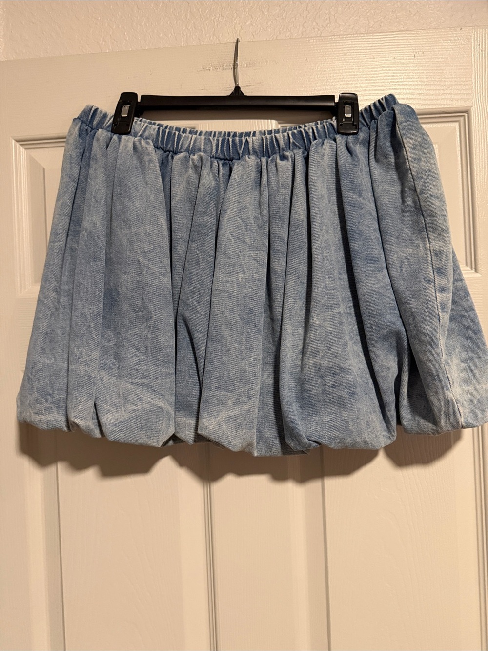 Vici Light Blue Pleated Bubble Mini Skirt